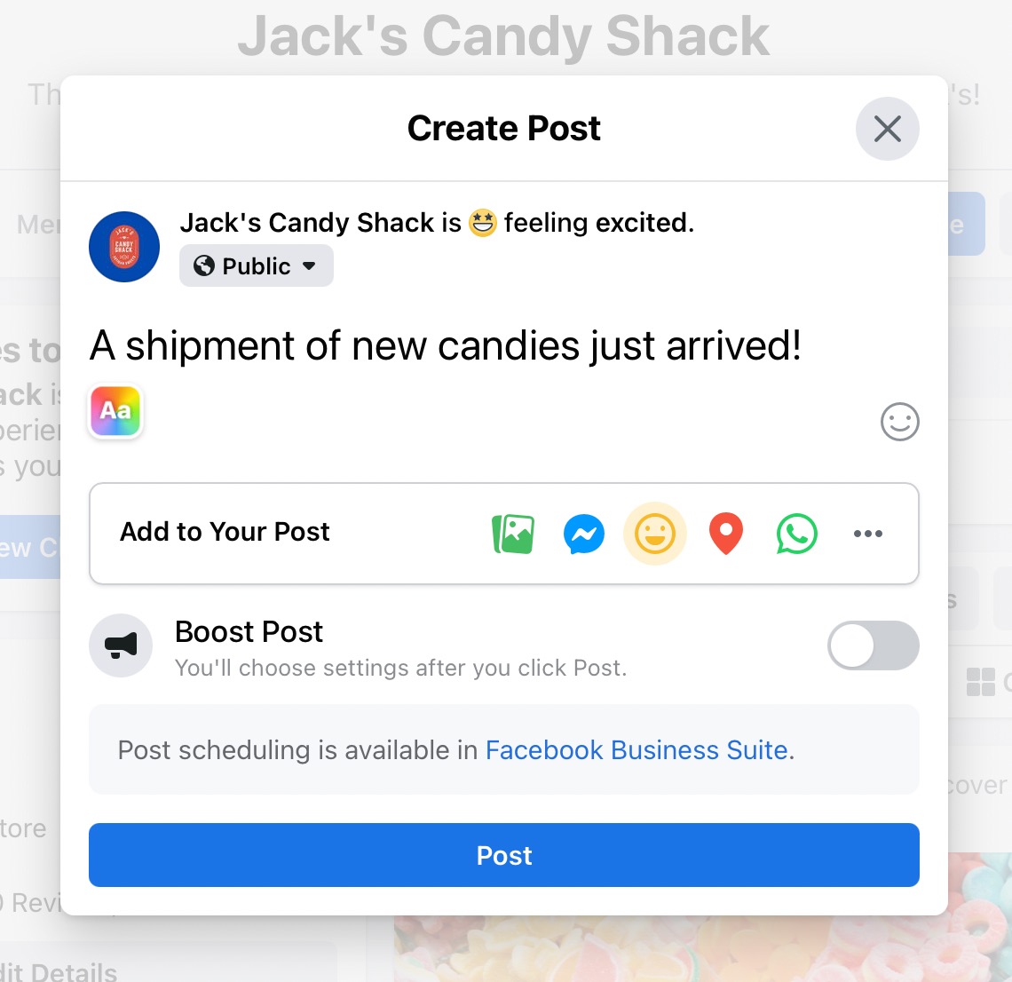 Add content to your Facebook Business Page.