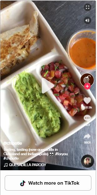 Chipotle TikTok page