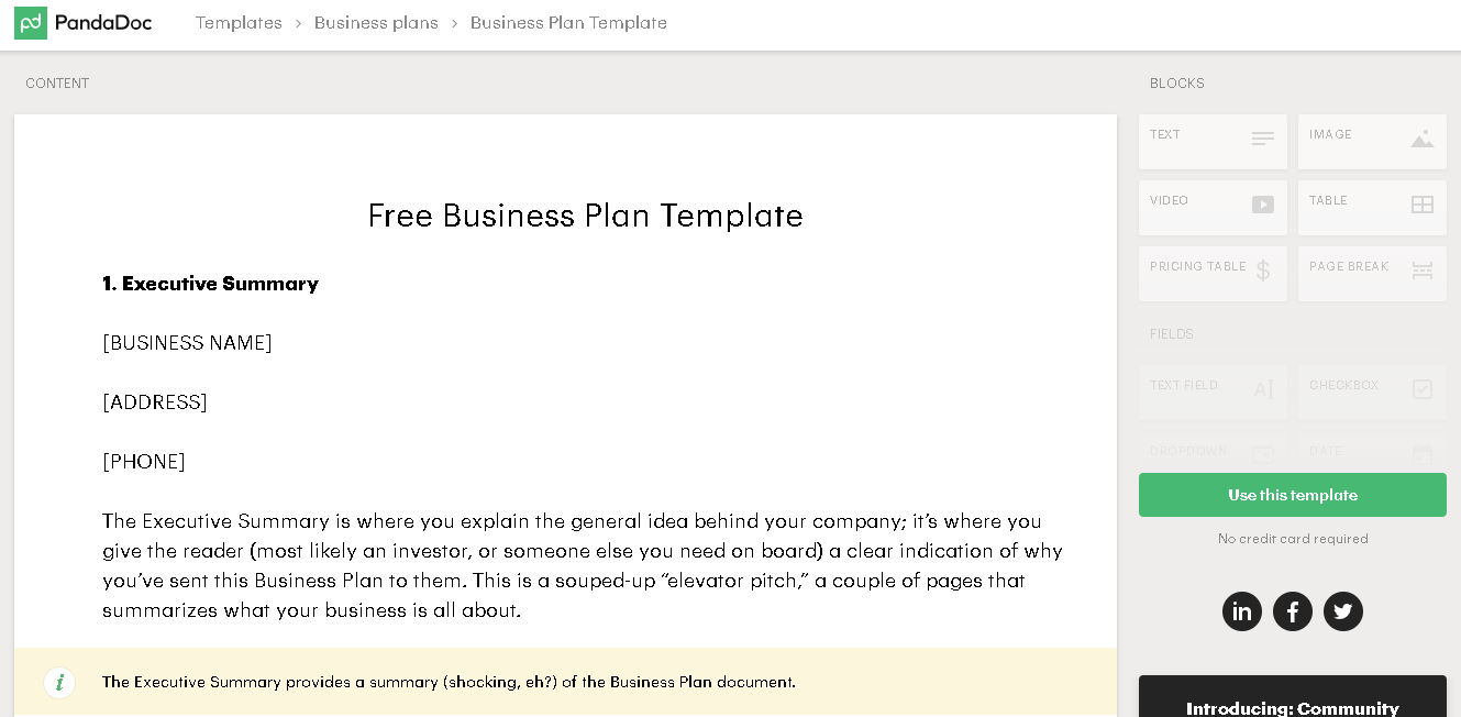 Business plan templates and examples from PandaDoc