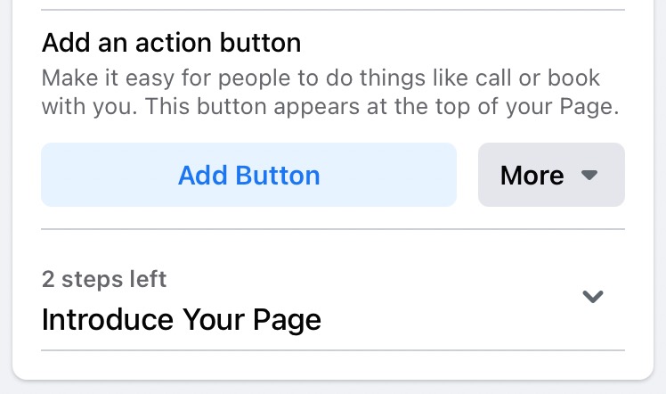 Add an action button to your Facebook Business Page.